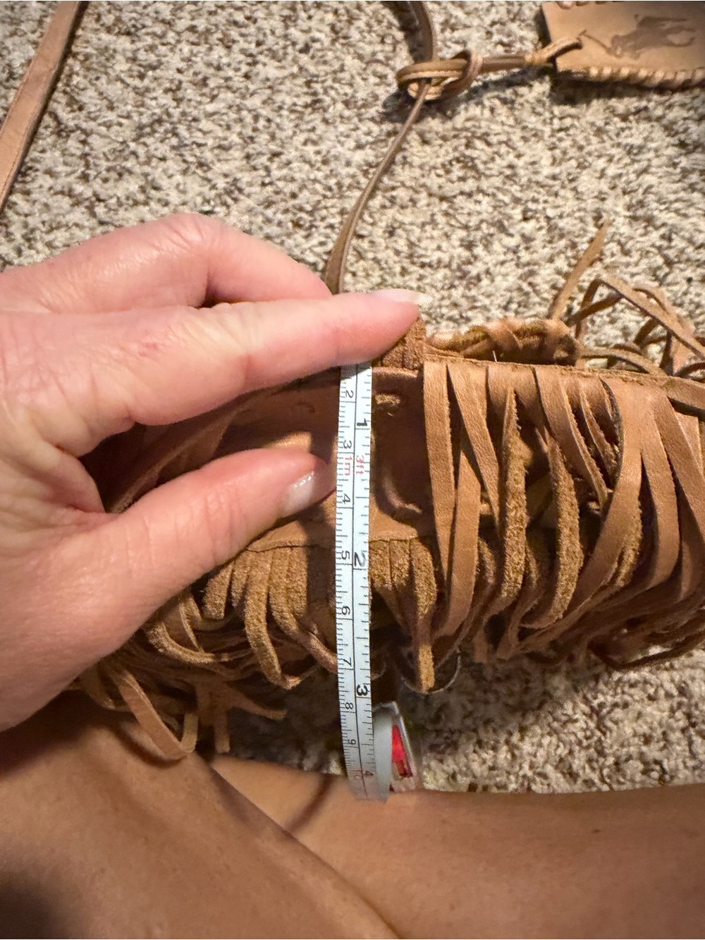 Polo by Ralph Lauren Tan 100% Leather Fringe Crossbody Bag - Picture 10 of 10